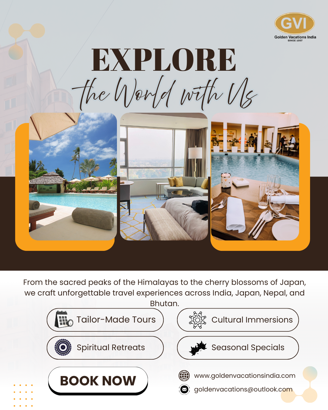 Golden Vacations India - Travel to Japan Cherry Blossoms and Indian Himalayas